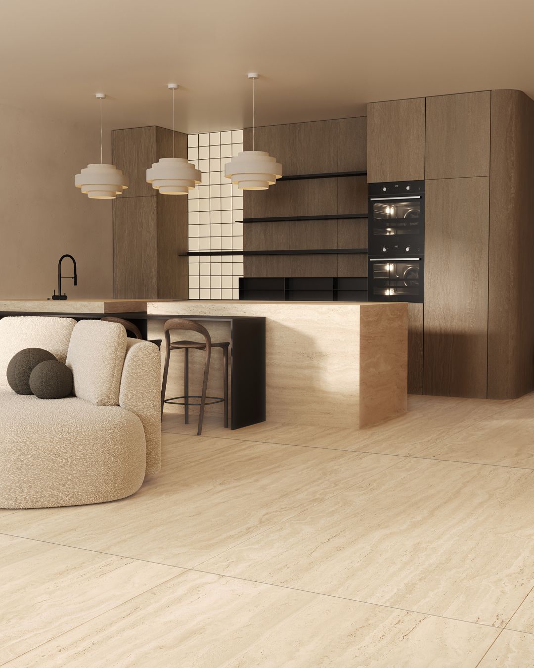 NG Kütahya Seramik Ravel Beige 120x280 cm tegel