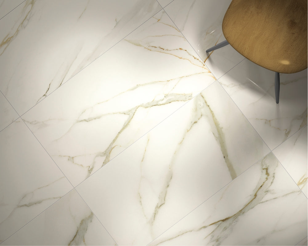 NG Kütahya Seramik Royal Calacatta Wit, Goud, Crème 60x120 cm tegel